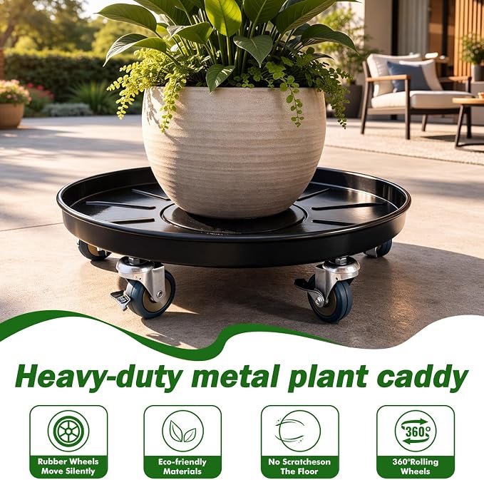 Planterhoma 5 Packs 13 Inch Metal Plant Caddy - Image 4