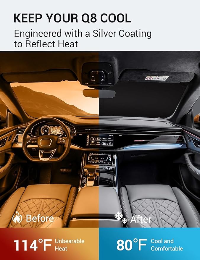 Proadsy 2026 Upgrade Windshield Sun Shade Custom Fit 2019-2025 2026 Audi Q8 - Image 3