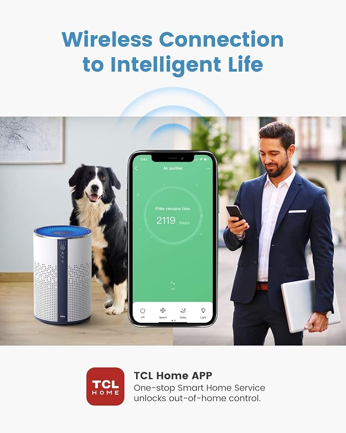 TCL Air Purifier for Home Room Bedroom, Smart WiFi Alexa Control, True H13 HEPA - Image 4