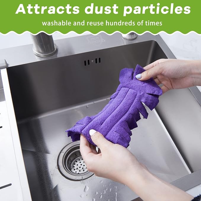 Zubebe 20 Pcs Duster Refill Reusable Fleece Duster Refills Feather Flat Dusters - Image 5
