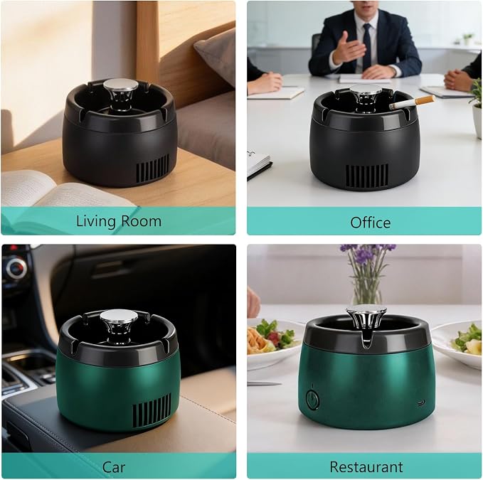 Smokeless Ashtray 2 in 1 Air Purifier Ashtray Smoke Removing Ash Tray Portable - Image 6