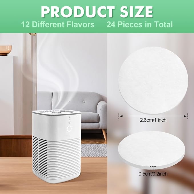 Teenyyou 12 Flavors 24 Pcs Air Filter Aroma Pads Air Purifier Scented Pads - Image 2