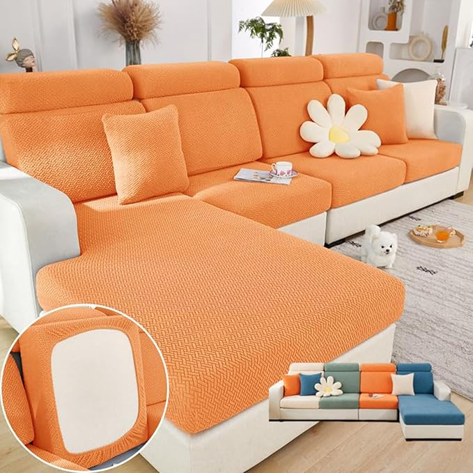 Soothing Home Sofa Covers, Sofa Hero Covers, Wear-Resistant Universal Couch Covers Washable Stretch Sectional Couch Cushion Covers (Orange,Back Cover L)