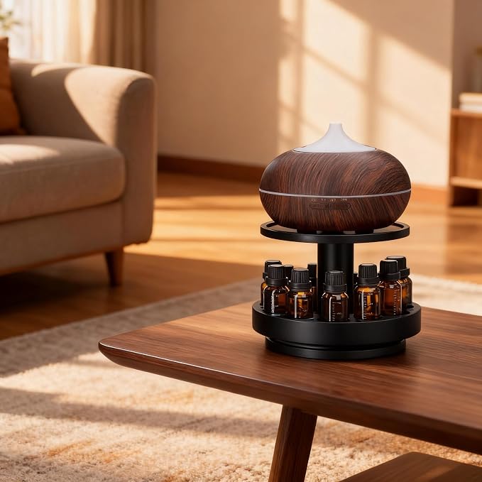 TJ.MOREE Bamboo Essential Oil Organizer 2-Tier Carousel Holder, Fits 5 ml to 30 - Image 7