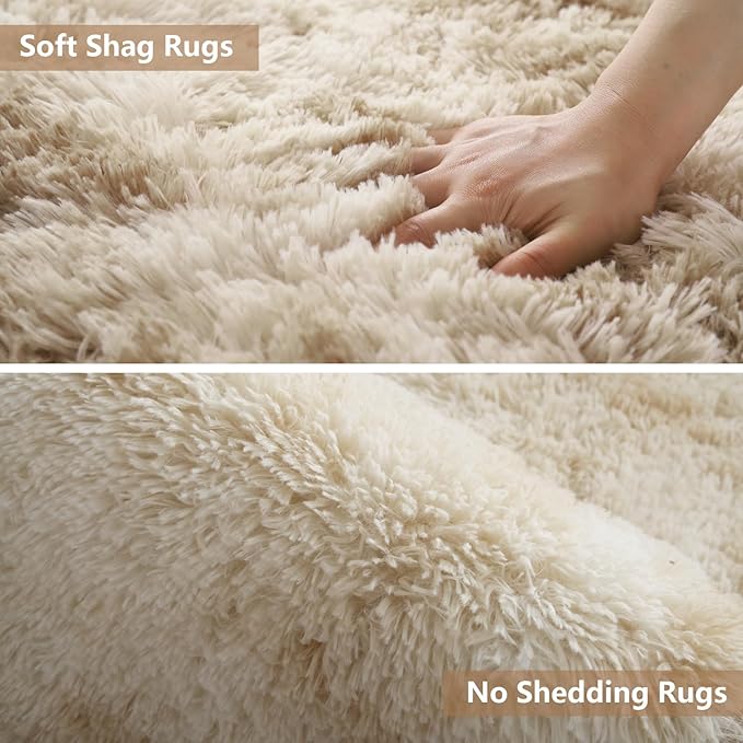 Shag Area Rugs for Bedroom Living Room,4X6 Ultra Soft Fluffy Area Rugs for Dorm, Indoor Carpet Nursery Rugs for Kids Room Home Decor,Camel