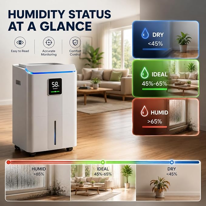 Dehumidifier for Basement and Home, 6000 Sq. Ft 100 Pint Portable Dehumidifier - Image 5