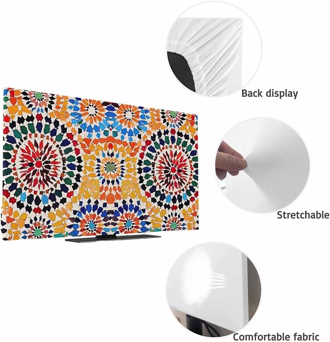 Traditional Colourful Moroccan Wall Tile Mosaic Back Indoor TV Cover, Elastic - Image 7