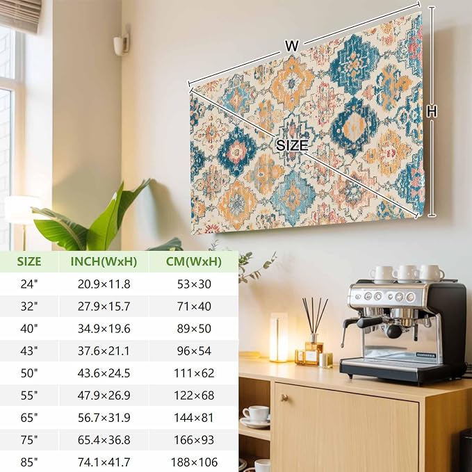 Abstract Retro Boho Ethnic Totem Indoor TV Cover, Elastic TV Screen Protector - Image 3