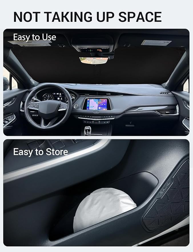 Proadsy Windshield Sun Shade for Cadillac XT4 2019-2025 2026 4-Layer Foldable - Image 9
