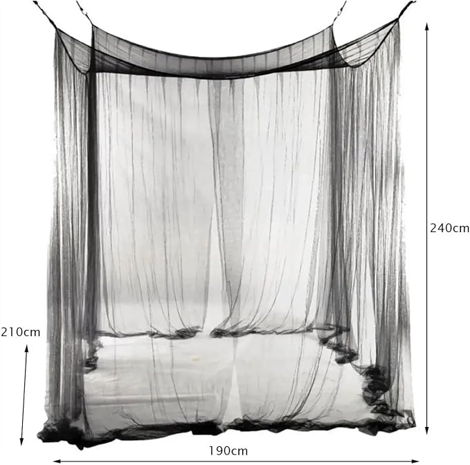 Canopy Bed Curtains Black/White/Beige Elegant Lace Canopy Curtain - Image 4