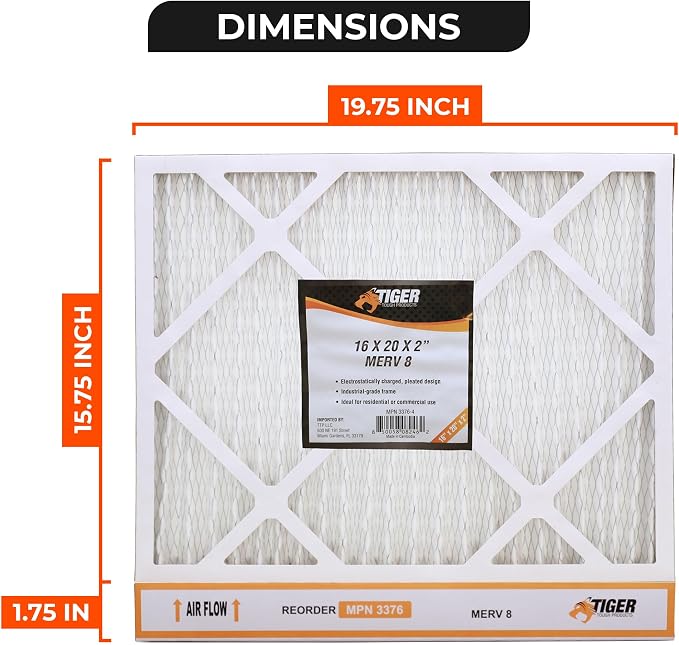 Tiger Tough 16x20x2 Air Filter MERV 8 MPR 600-800, High-Performance Pleated - Image 2