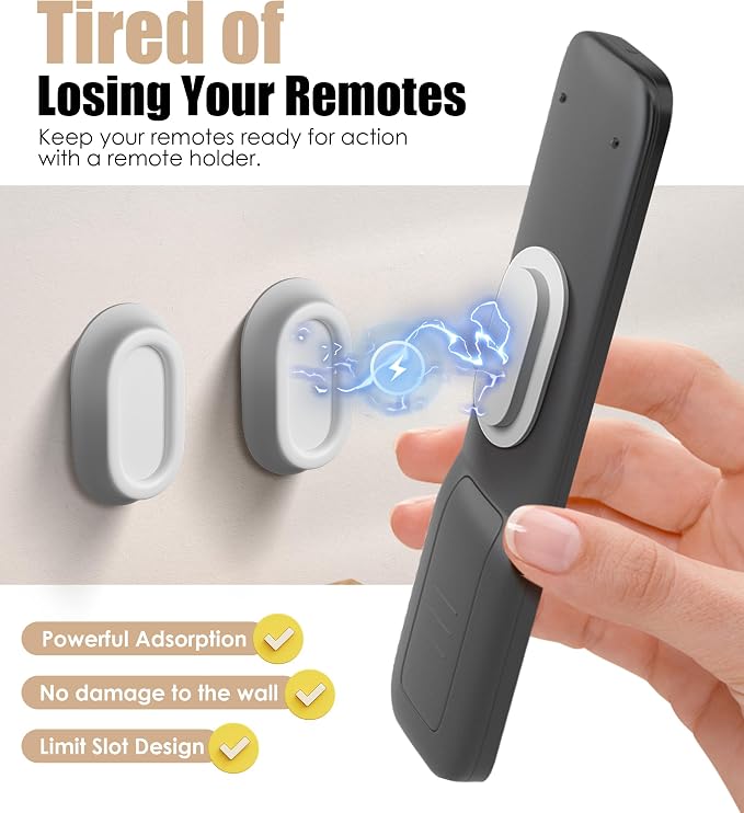 5 Pack Magnetic Remote Control Holder Wall Mount, Upgraded No Drill - Image 5