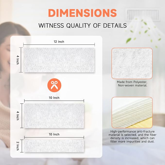4 x 12 Inch Air Vent Filter for Home Ceiling Thin, ULTRA GREEN Floor Filters - Image 3