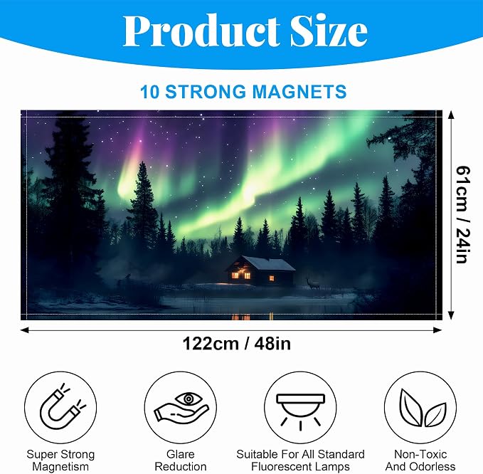 Fluorescent Light Covers-2 Pack 4 x 2 Feet Magnetic Ceiling Light Cover Room - Image 2
