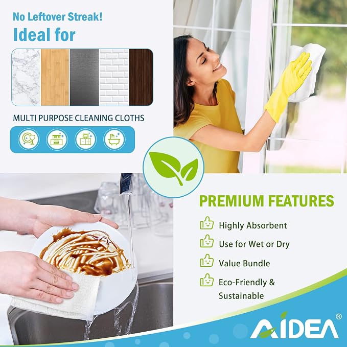 AIDEA Microfiber Cleaning Cloth White 100PK, Microfiber Towels - Image 7