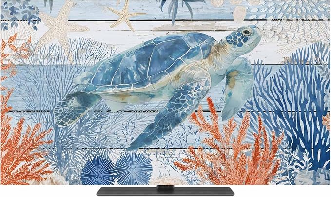 Ocean Sea Turtle Starfish Indoor TV Cover, Elastic TV Screen Protector Orange by Unknown