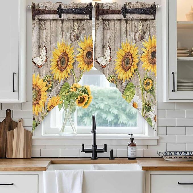 Farmhouse Sunflowers Swag Valances - Image 2