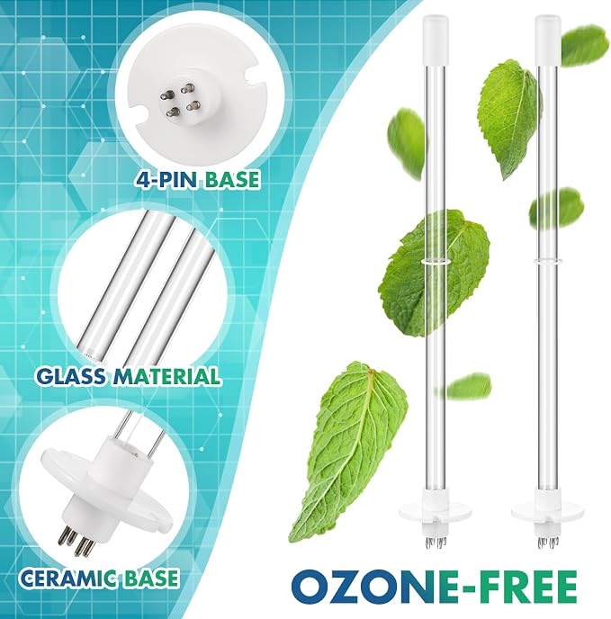 Qualirey 2 Pcs 14" UV Light Replacement Bulb 4 Pin Base 254NM 18W UV Lamp - Image 4