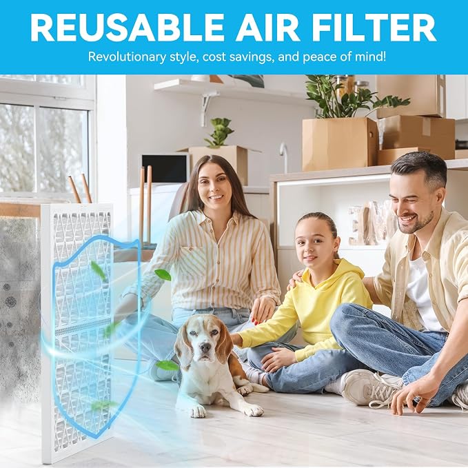 Reusable 16x20x1 Air Filter, 1 Foldable Frame + 6 Refills - Image 4
