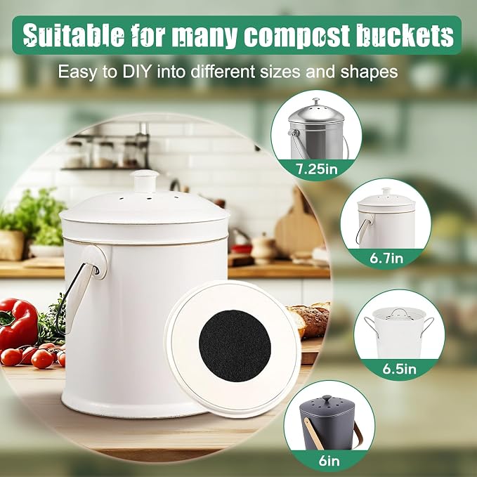 6.7 Inch Charcoal Filters for 10 Pack Kitchen Countertop Compost Bins - Image 7