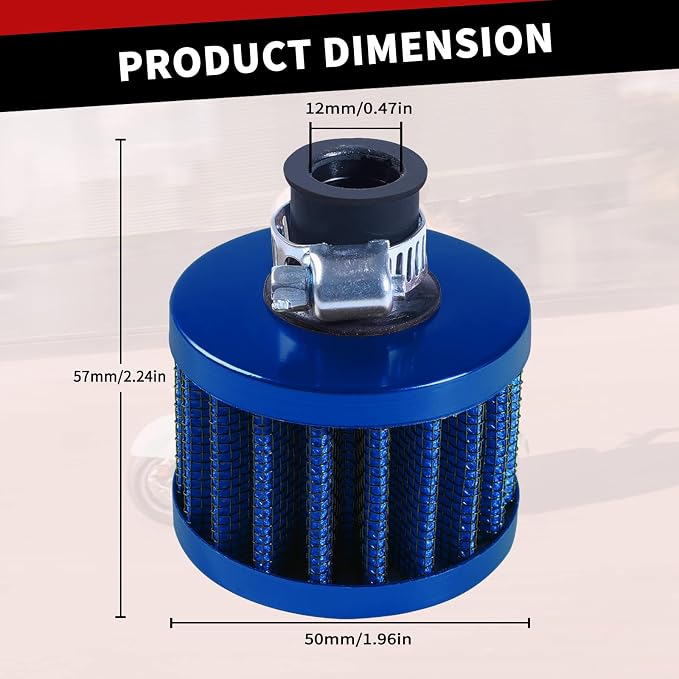 12mm Air Filter: High Flow Air Breather Cold Air Intake Filter - Image 3