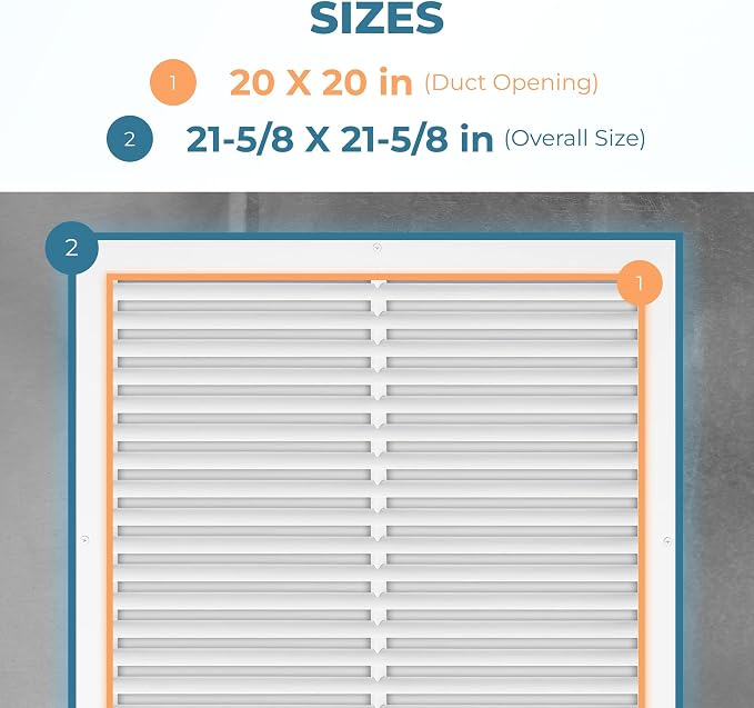 20 x 20 Inch Aluminum Vent Cover Return Air Grille – Transfer Grille AC Vent - Image 3