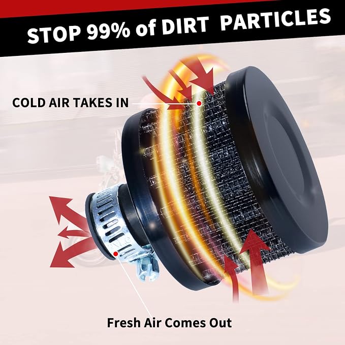 12mm Air Filter: High Flow Air Breather Cold Air Intake Filter - Image 2
