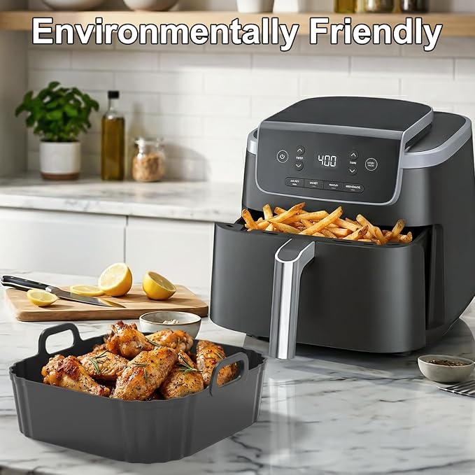 Square Silicone Air Fryer Liners 2 Pack, 8.5 Inch Reusable Air Fryer Liners - Image 4