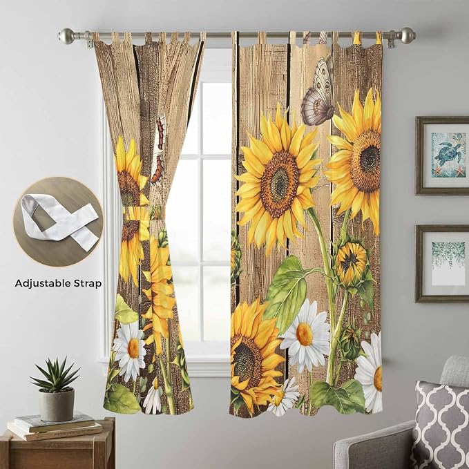 Farmhouse Sunflowers Living Room Curtains 84 Inch Length, Window Curtains Tab - Image 5