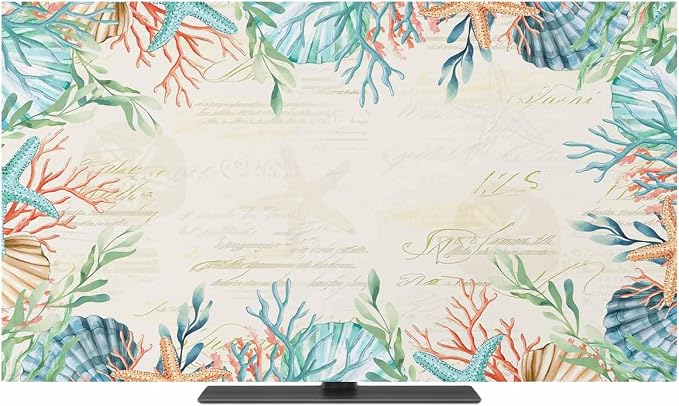 Ocean Starfish Coral Shell Indoor TV Cover, Elastic TV Screen Protector Summer by Unknown