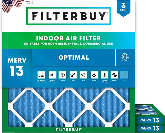 Filterbuy 15x15x1 Air Filter MERV 13 Optimal Smoke & Allergy Defense, by Filterbuy
