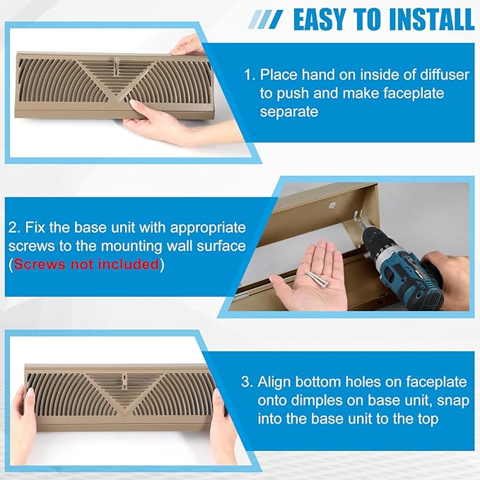 Yaocom 4 Pcs Baseboard Register Vent 18 Inch Duct Opening Size Baseboard Vent - Image 4