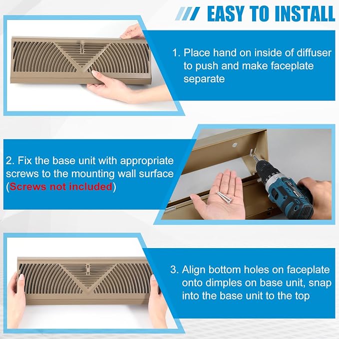 Yaocom 4 Pcs Baseboard Register Vent 15 Inch Duct Opening Size Baseboard Vent - Image 4