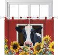 Cow Sunflowers Bedroom Curtains 63 Inch Length, Window Curtains Tab Top by Unknown