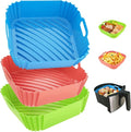 3 Pcs Silicone Air Fryer Liners Square Airfryer Liners 4-7 QT 7.1 Inch Reusable by SeropyDirect