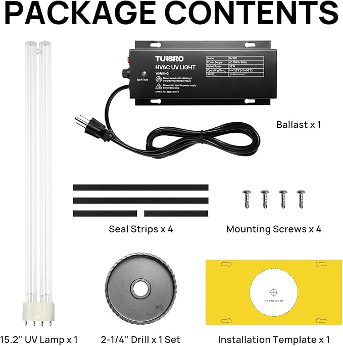 TURBRO AC 120V 36W HVAC UV Light Kit Air Purifier, ETL&CARB Certified, Comes - Image 7