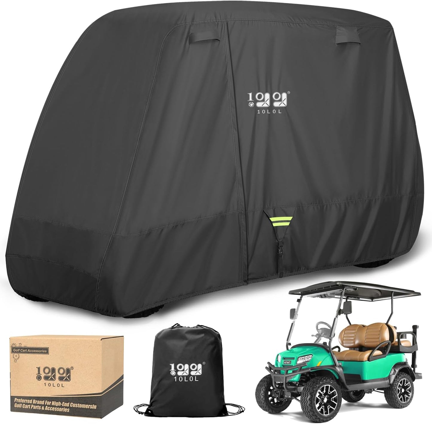 10L0L Heavy Duty Golf Cart Cover for 2/4 Passengers EZGO, Club Car and Yamaha, All Weather Outdoor Protection Weatherproof