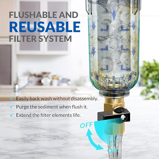 SimPure DC5S 40 Micron Spin Down Sediment Filter, Reusable Whole House Sediment - Image 5