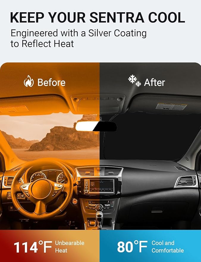 Proadsy 2026 Upgrade Front Windshield Sun Shade Foldable Sunshde Protector - Image 3