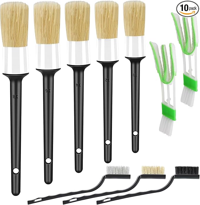 HMPLL 10pcs Car Detailing Kit, Premium Detailing Brush Set Includes 5 Soft Car by LOKEME-USDirect