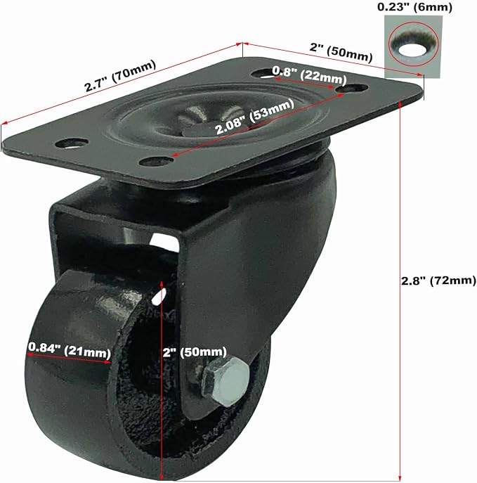FactorDuty Set of 4 Metal Swivel Plate Caster Wheels - Image 2