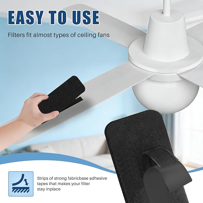 5 Pack Ceiling Fan Filters for Blades, Pet Fresh Fan Blade Air Purifier Pads - Image 5