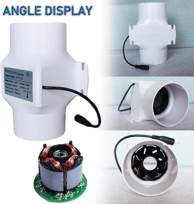 3 Inch 53 Cfm Inline Duct Ventilation Fan HVAC Exhaust Intake Fans 12V 10W Vent - Image 3