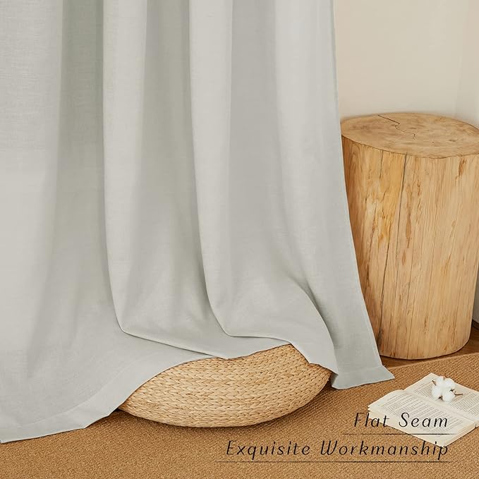 NICETOWN Thick Linen Gray Curtains for Boys Room, Grommet Privacy Assured with Light Filtering Linen Blend Window Treatments for Bedroom/Farmhouse, W55 x L120, 2 Panels