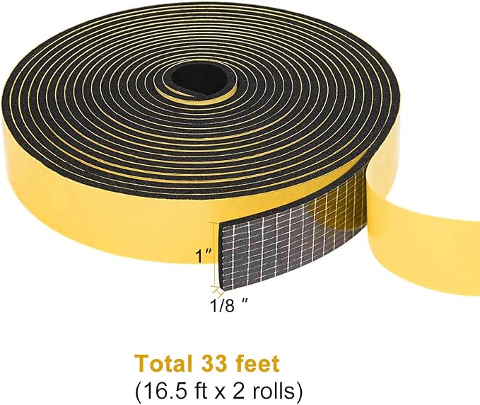 TORRAMI Door Seal 1 inch W x 1/8 inch T x 16.5 Ft Length, Foam Soundproofing - Image 2