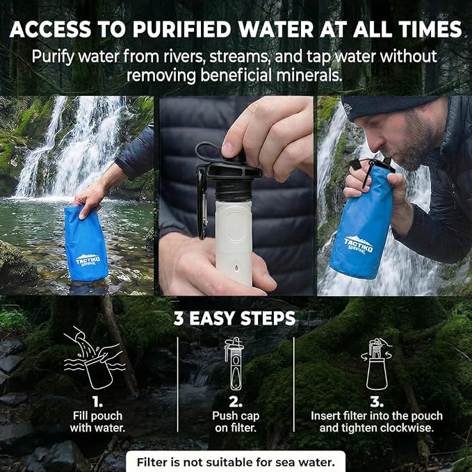 Tactiko Survival 20oz/600ml Purifying Water Bottle Filter Kit - Image 8