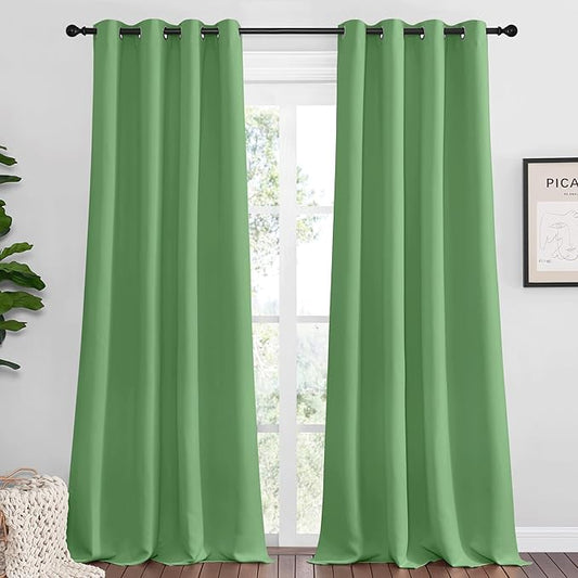 NICETOWN Froest Green Blackout Curtains 120 inches Length for Living Room, 2 Panels, 55" Wide, Thermal Insulated Long Drapes for Large Window