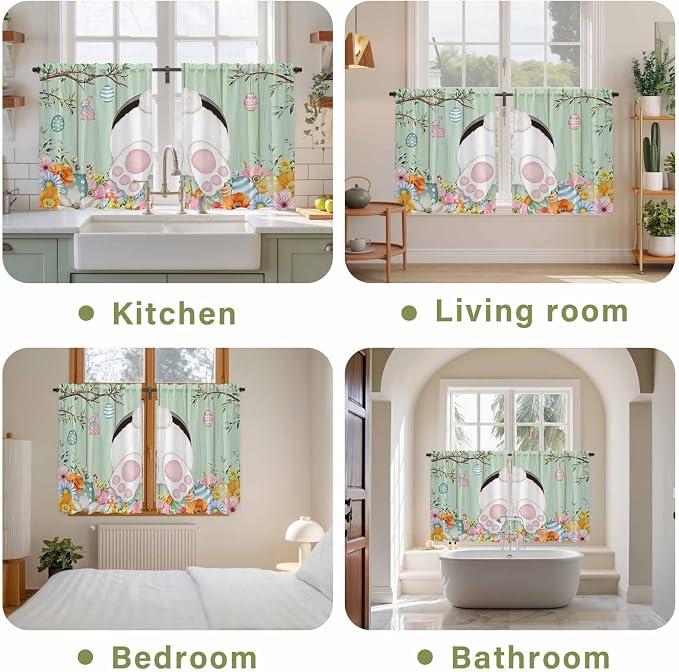 Easter Kitchen Curtains 54 Inch Long 2 Panel Set, Rod Pocket Window Curtains - Image 8