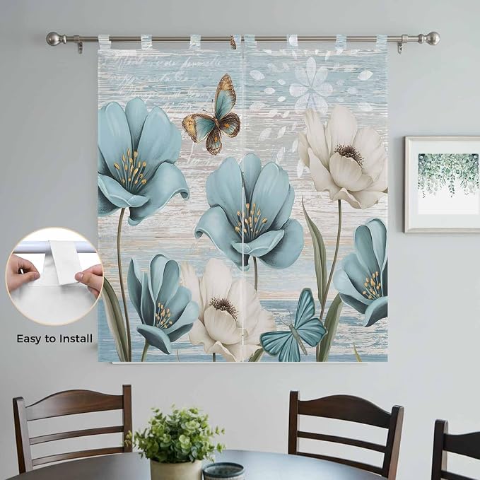 Spring Floral Bedroom Curtains 72 Inch Length, Window Curtains Tab Top - Image 4