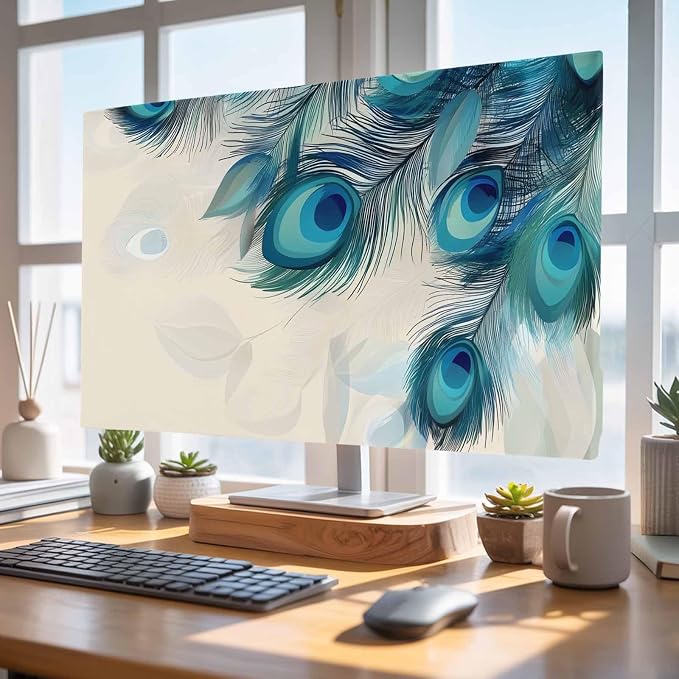 Abstract Animal Art Peacock Feather Indoor TV Cover, Elastic TV Screen - Image 4